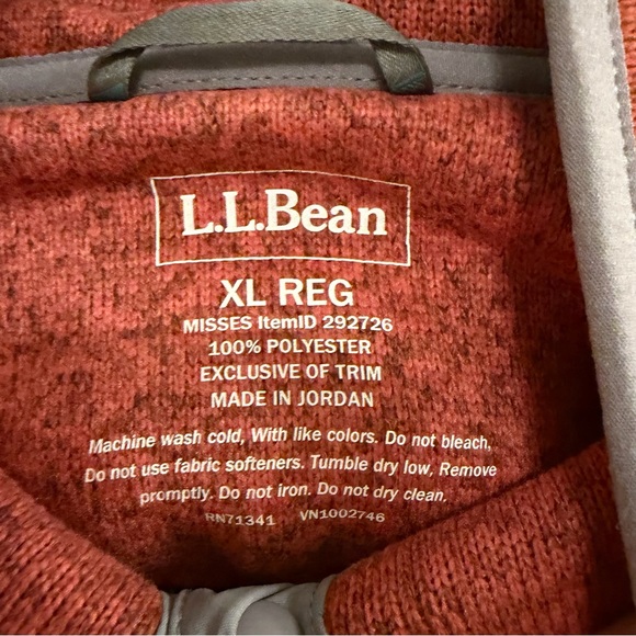 LL Bean Men's Pullover Sweater Fleece XL REG Slightly Fitted Red Chestnut 298050 - Picture 10 of 10